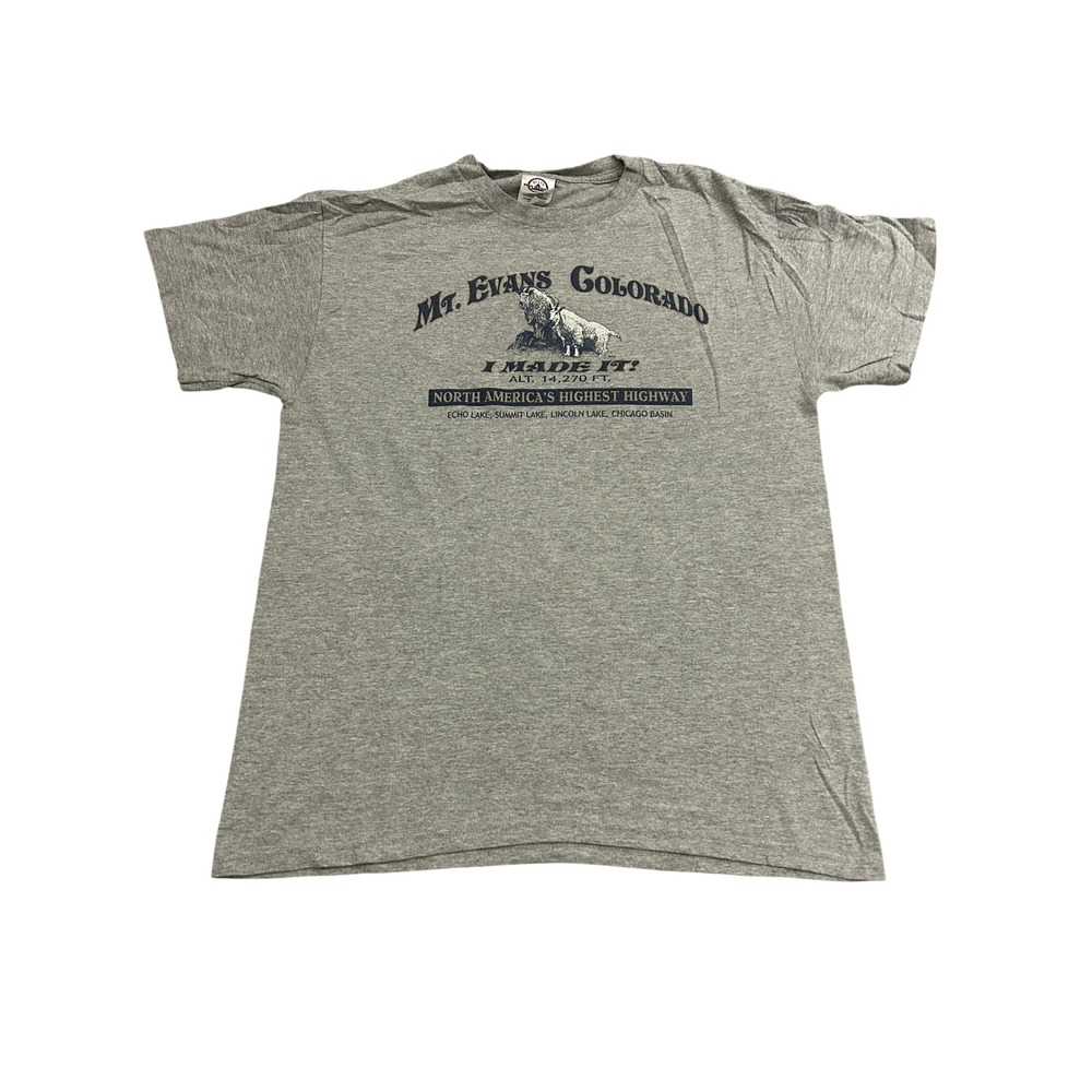 Delta Mt Evans Colorado T Shirt Mens Medium Gray Excellent Graphic Goat 14270 FT